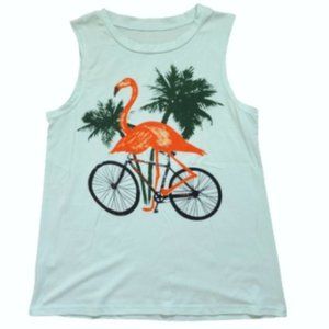 Cute Green Sleeveless Flamingo T shirt/ tank Size S